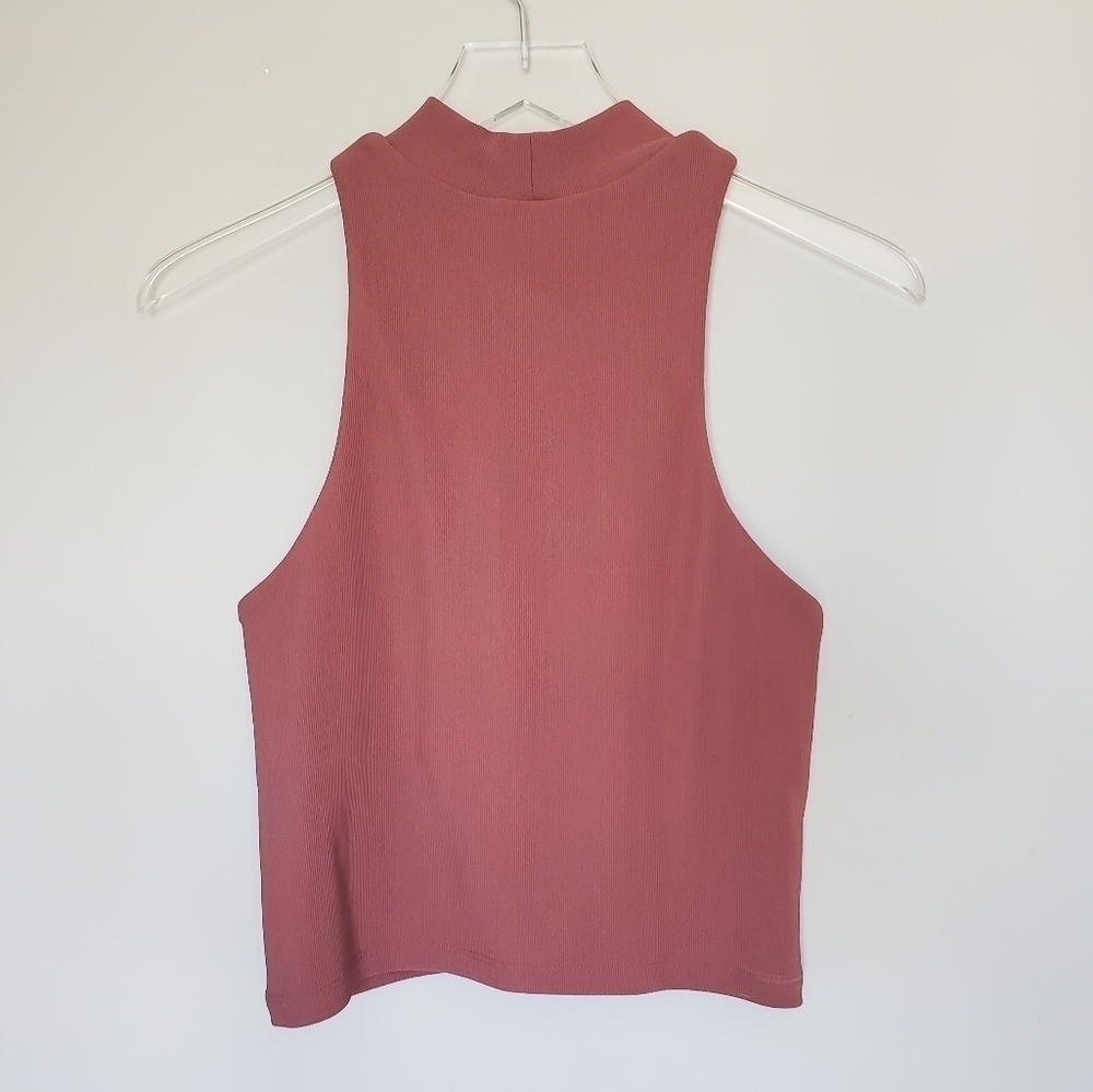 ZARA Ribbed Halter Top Large Brown Cropped - Picture 5 of 5